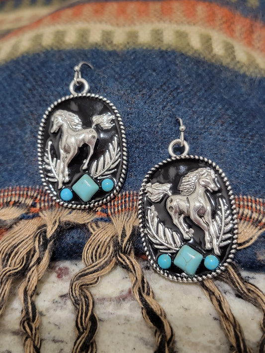 Horse with Turquoise Stone Dangle